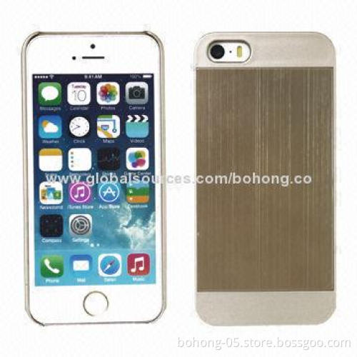 Metallic Rubberized PC Cases for iPhone 5/5S with Metal Sticking